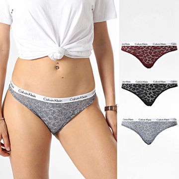 Calvin Klein - Set di 3 slip da donna QD3926E Nero Grigio Bordeaux