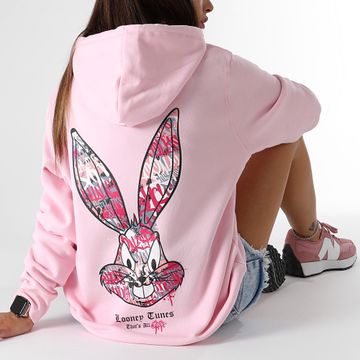 Looney Tunes - Felpa con cappuccio Bugs Bunny Graff rosa da donna