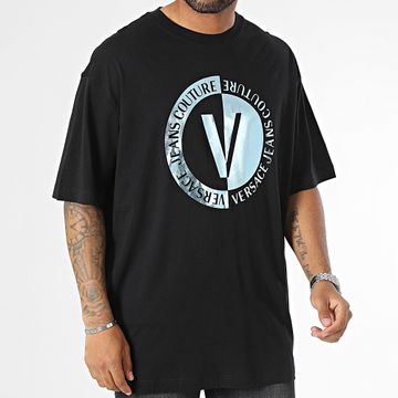 Versace Jeans Couture - Tee Shirt V Emblema Iridescente Nero