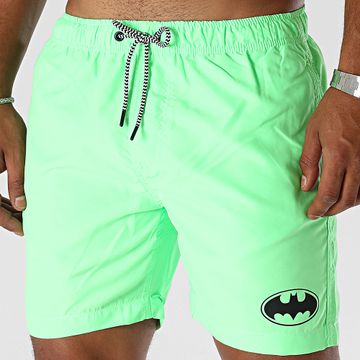 DC Comics - Pantaloncini da bagno con logo verde fluo