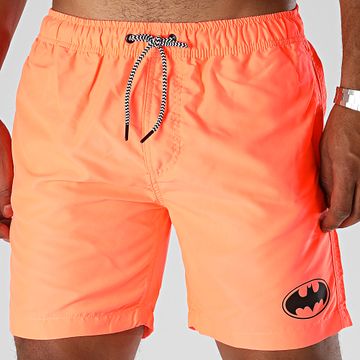 DC Comics - Pantaloncini da bagno con logo arancione fluo