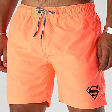 DC Comics - Pantaloncini da bagno con logo arancione fluo
