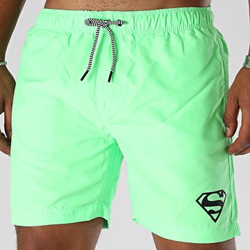 DC Comics - Pantaloncini da bagno con logo verde fluo nero