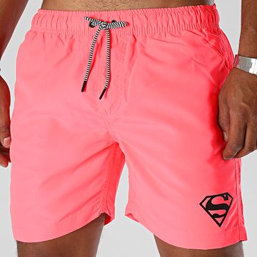 DC Comics - Pantaloncini da bagno con logo rosa fluo nero