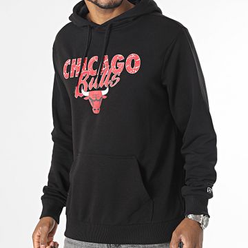 New Era - Felpa con cappuccio Team Script Chicago Bulls 60416450 Nero