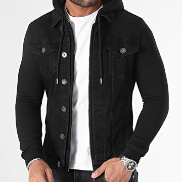 LBO - Giacca jeans slim con cappuccio 0433 nero