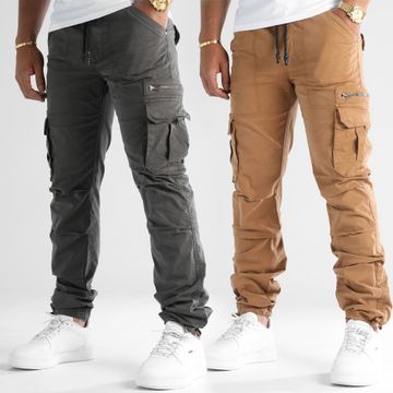 LBO - Set di 2 pantaloni cargo 0174 0172 cammello grigio antracite