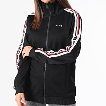HUGO - Felpa donna Danbury Stripe Zip 50492829 Nero