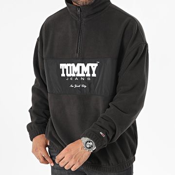 Tommy Jeans - Top in tessuto misto con scollo a zip 7803 nero
