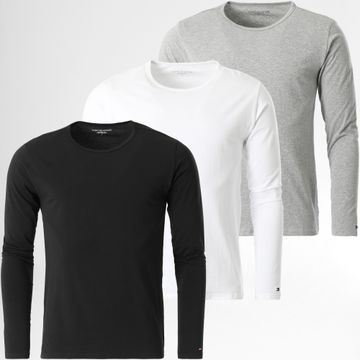 Tommy Hilfiger - Set di 3 magliette a maniche lunghe 3022 nero bianco grigio erica