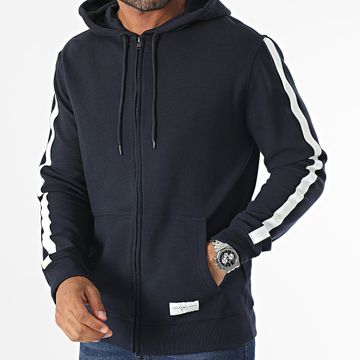 Tommy Hilfiger - Felpa con cappuccio e zip a righe 3011 blu navy