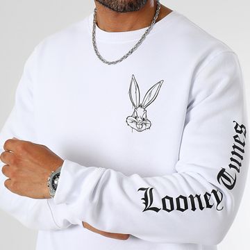 Looney Tunes - Felpa con maniche a girocollo Angry Bugs Bunny Bianco