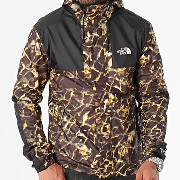 The North Face - Giacca a vento marrone scuro con cappuccio