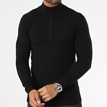 John H - Maglia nera con collo a zip