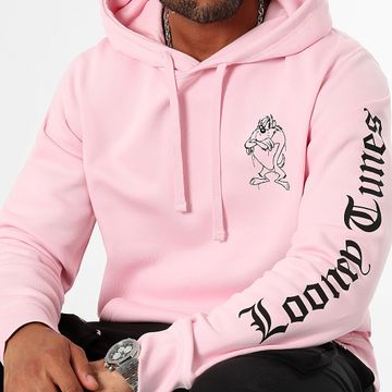 Looney Tunes - Felpa con cappuccio con maniche a Taz Angry Rosa