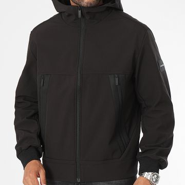Calvin Klein - Giacca Softshell riciclata 1026 nera con zip e cappuccio