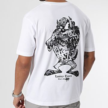 Looney Tunes - Tee Shirt Oversize Large Taz Graffiti Grigio Bianco