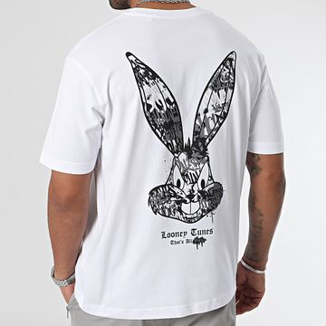 Looney Tunes - Tee Shirt Oversize Large Bugs Bunny Graffiti Grigio Bianco