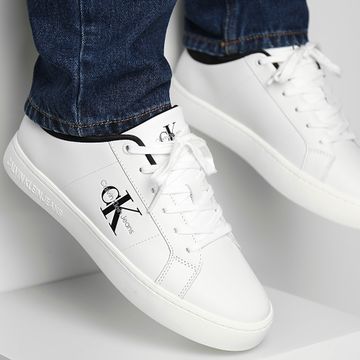 Calvin Klein - Cestini Classic Cupsole Low Leather 0864 Bianco brillante Nero