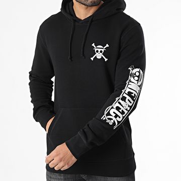One Piece - Felpa con cappuccio con maniche Mugiwara Nero Bianco