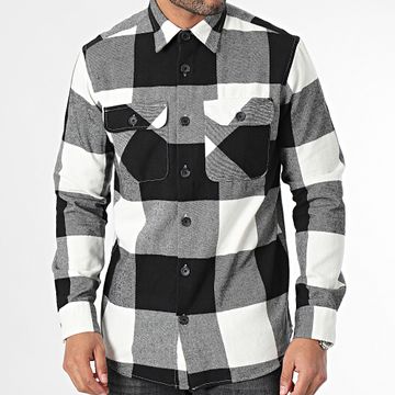 Jack And Jones - Darren Grey Camicia a scacchi a maniche lunghe bianca e nera