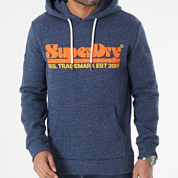 Superdry - Felpa con cappuccio retrò anni '70 con logo frontale M2013020A Blu erica