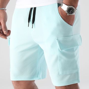 LBO - 0783 Pantaloncini Cargo con struttura Waffle Blu Turchese