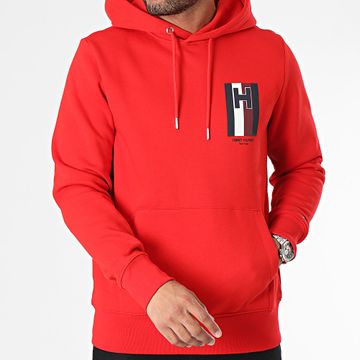 Tommy Hilfiger - Emblema 3665 Felpa con cappuccio rosso