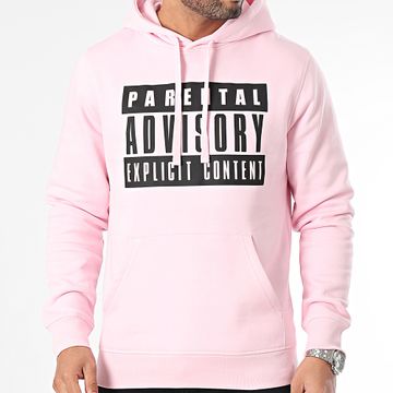 Parental Advisory - Felpa con cappuccio con logo frontale rosa e nero