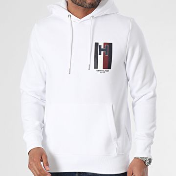 Tommy Hilfiger - Emblema 3665 Felpa con cappuccio bianco