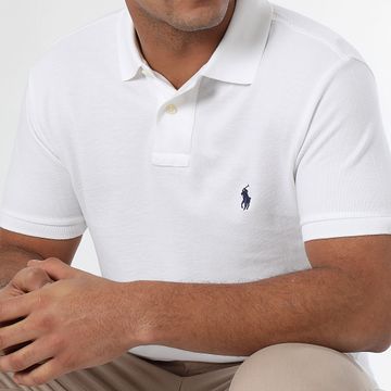 Polo Ralph Lauren - Polo manica corta Slim in cotone piqué bianco