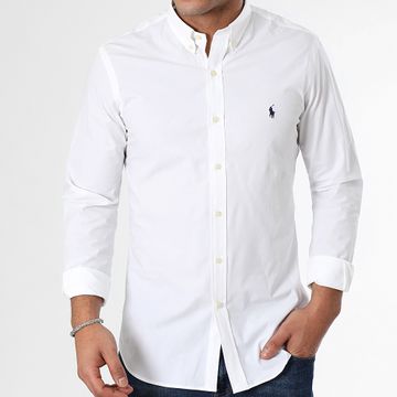 Polo Ralph Lauren - Camicia a maniche lunghe Slim Popeline Stretch Bianco