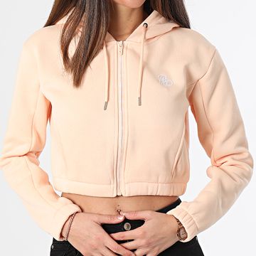 Project X Paris - Felpa con cappuccio con zip da donna F243312 Salmone