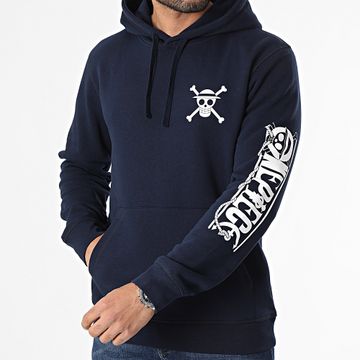 One Piece - Mugiwara Colors Felpa con cappuccio blu navy bianco