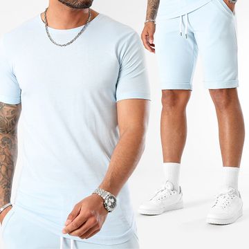 LBO - Set di maglietta oversize e pantaloncini da jogging 3236 Azzurro