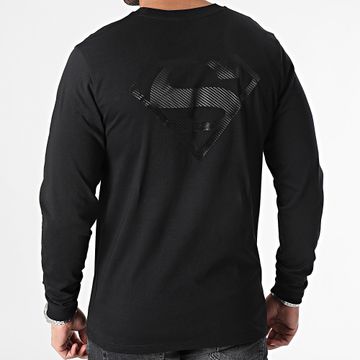 DC Comics - Maglietta a maniche lunghe nera Superman Logo Carbon