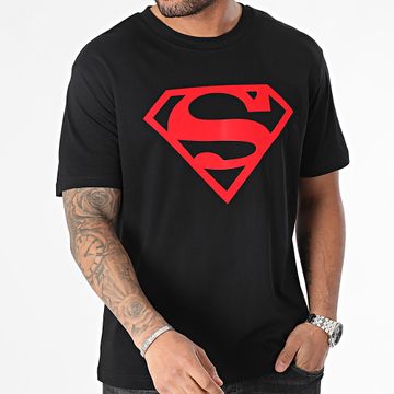 DC Comics - Maglietta oversize con logo Superman Nero Rosso
