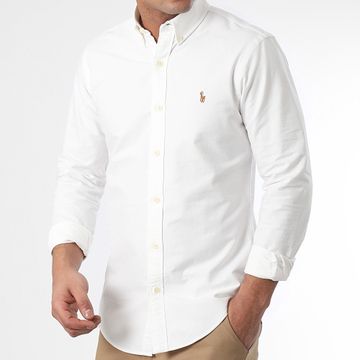 Polo Ralph Lauren - Camicia Slim Oxford a maniche lunghe bianca
