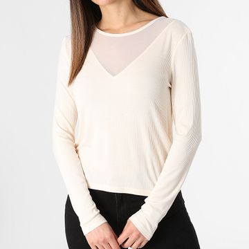 Only - Top donna a maniche lunghe Kirsa Beige