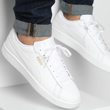 Puma - Scarpe da ginnastica Smash 3.0 390987 Puma Oro Bianco