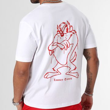 Looney Tunes - Maglietta oversize Angry Taz Bianco Rosso
