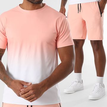 LBO - Set composto da maglietta e pantaloncini da jogging colorati 0162 Corallo