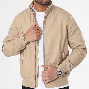 Schott NYC - Giacca Kenton beige con zip dal taglio slim