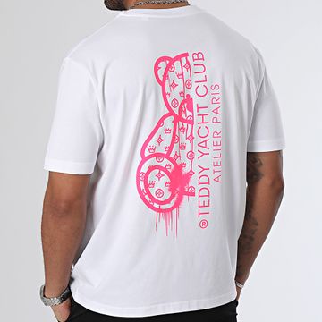 Teddy Yacht Club - Maglietta oversize Large Atelier De Couture Bianco Rosa Fluo