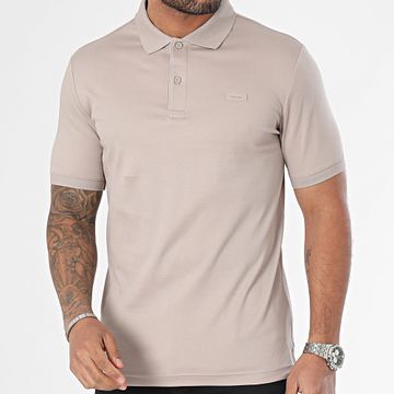 Calvin Klein - Polo Slim in cotone liscio a maniche corte 1657 Taupe