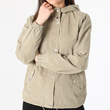 Only - Giacca da donna con cappuccio e zip New Hazel Shine Verde Khaki chiaro