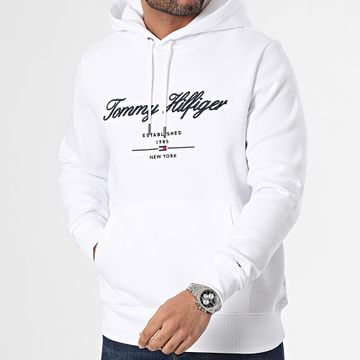 Tommy Hilfiger - Felpa con cappuccio Script Logo 3631 Bianco