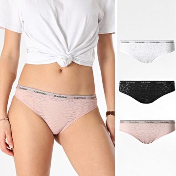 Calvin Klein - Confezione da 3 paia di brasiliani da donna QD5225E Bianco Rosa Nero