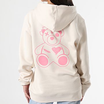 Sale Môme Paris - Felpa con cappuccio Valentine Beige Pink Teddy Donna