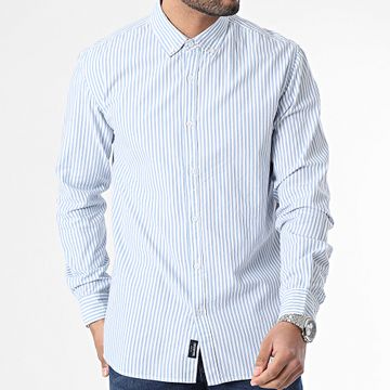 Tiffosi - Columbia Camicia a righe a maniche lunghe 10053812 Bianco Azzurro